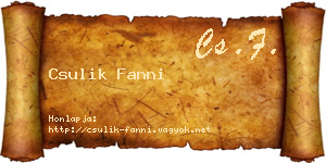 Csulik Fanni névjegykártya